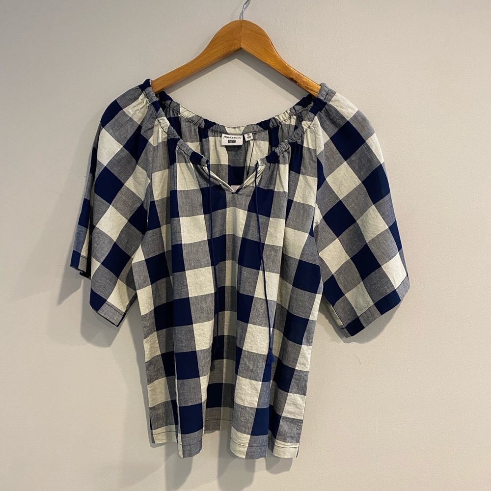 Uniqlo JW Anderson Navy Gingham Top Blouse XS